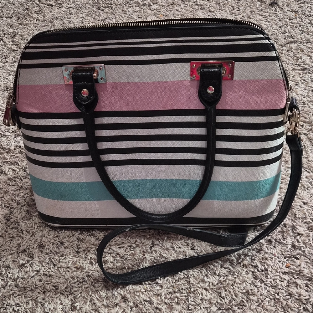 Striped Black and Pink Women's Bag